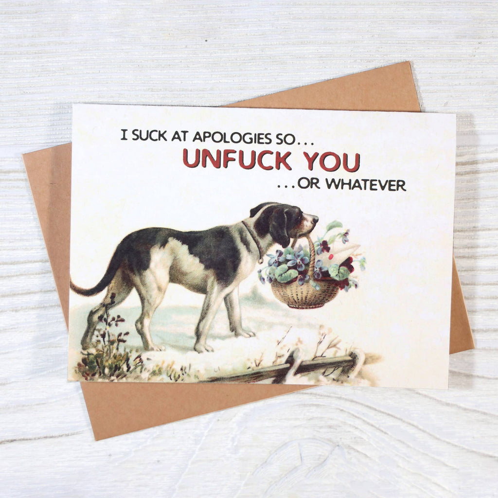 Bad Betty Greeting Co. - Funny Apology Card - I Suck at Apologies, Unfuck You