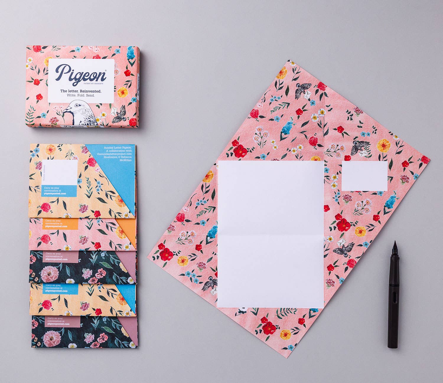 pigeonposted - Sunday Letter Pigeon, Folding Letter set, Pack of 6