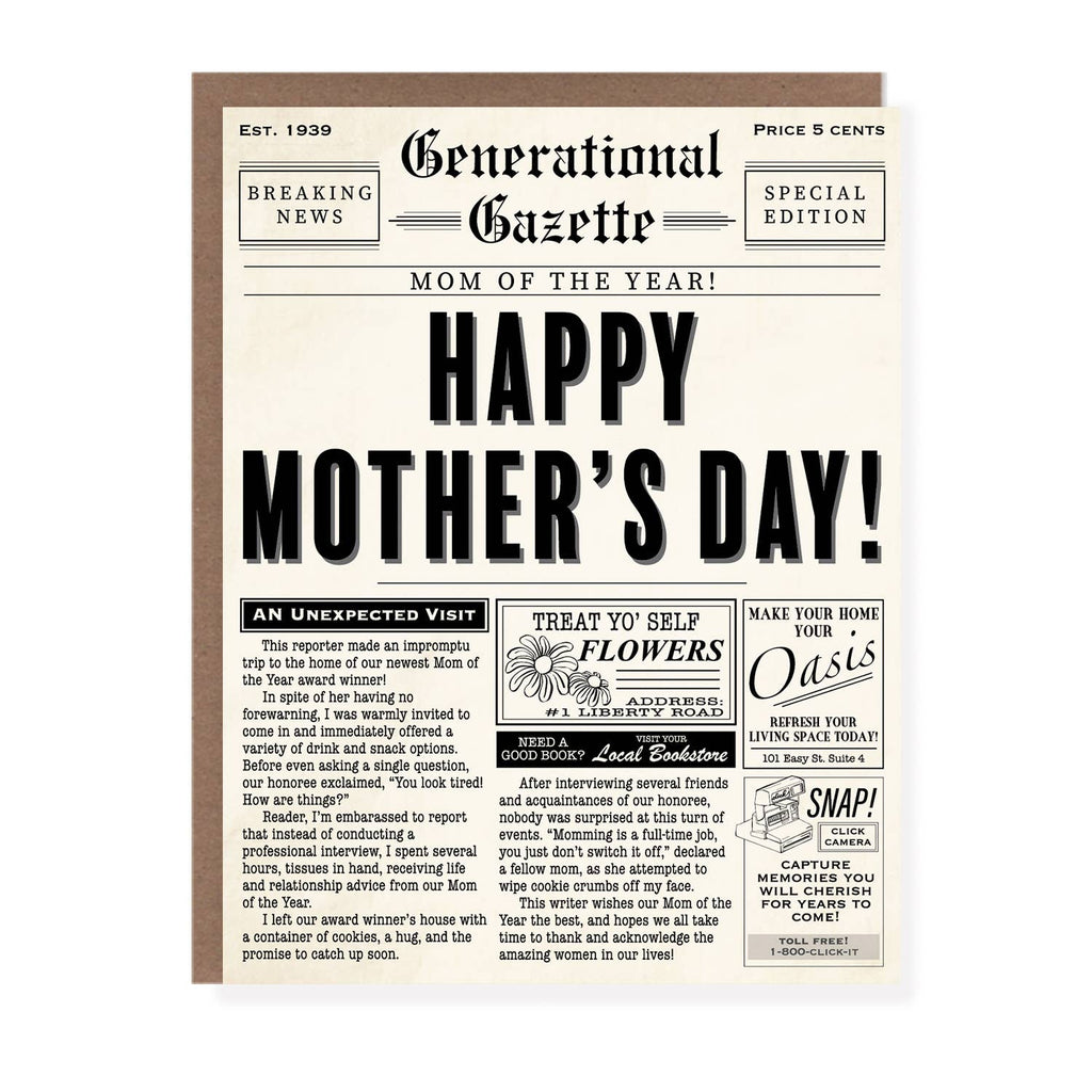 Morgan Swank Studio - Vintage Newspaper Punny Mother's Day Card