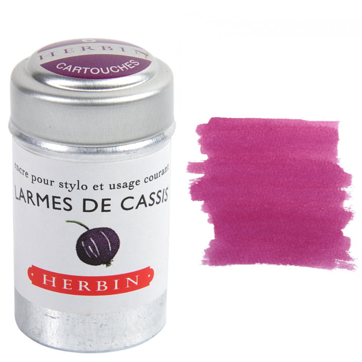 Herbin Fountain Pen Ink Cartridges - Tin of 6: Perle Noir (Black Pearl)