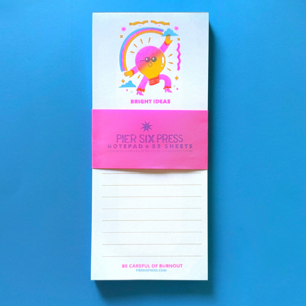 Pier Six Press - Bright Ideas Lightbulb - Risograph Memo Maker Notepad 