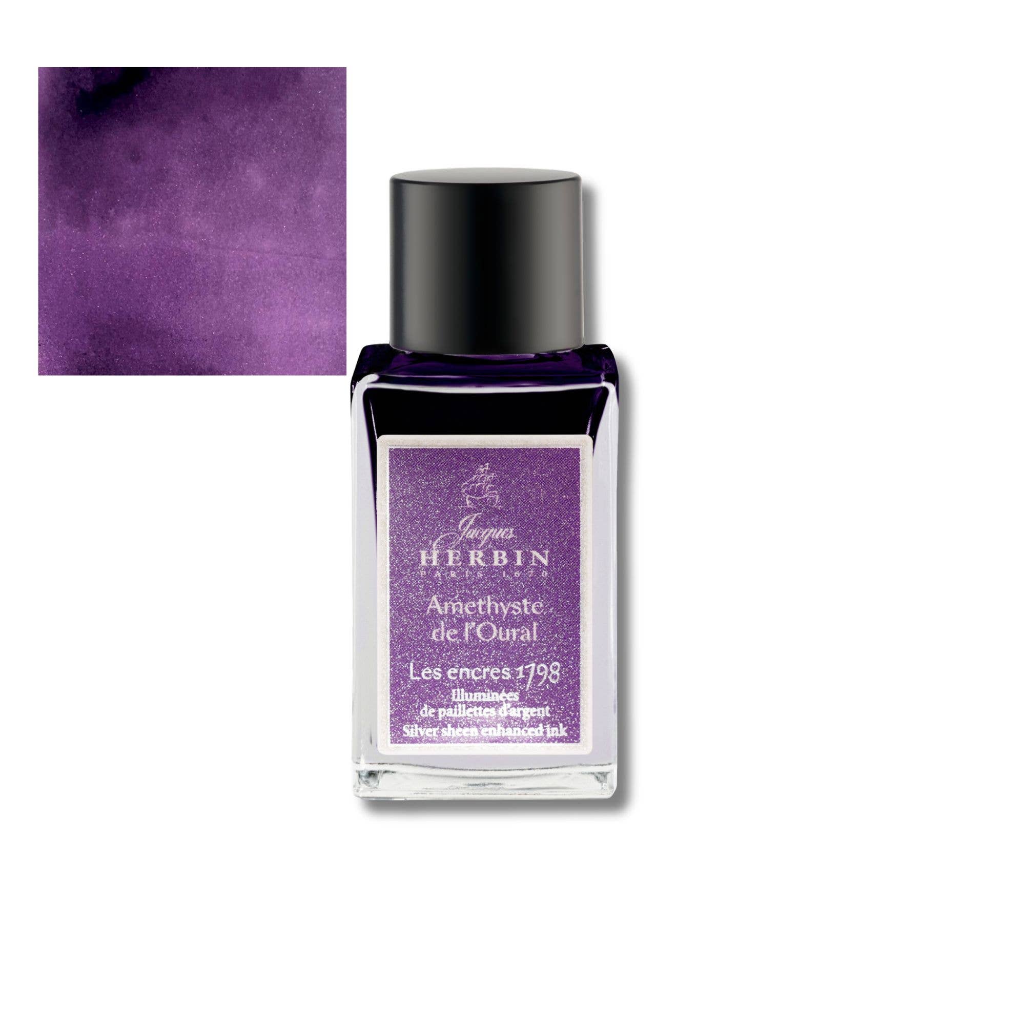 Herbin 1798 Anniversary Inks w/ Silver Shimmer - 15ml : Diamant Bleu (Blue Diamond)