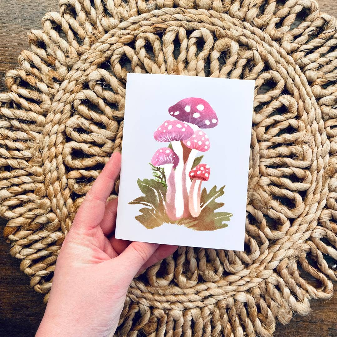 Cryptic Paper Co. - Set Of 6 Fantasy Forest Mushroom Watercolor Note Cards