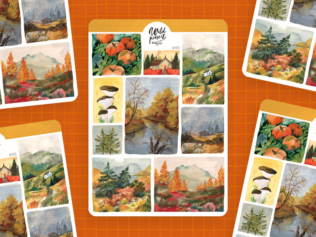 Wild Pencil Studio - Sticker Sheet — Fall Landscapes