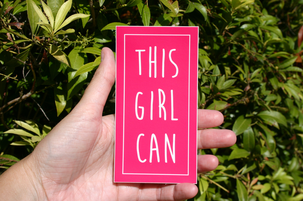 Discovery Stickers - This Girl Can Vinyl Sticker: Pink / Tall