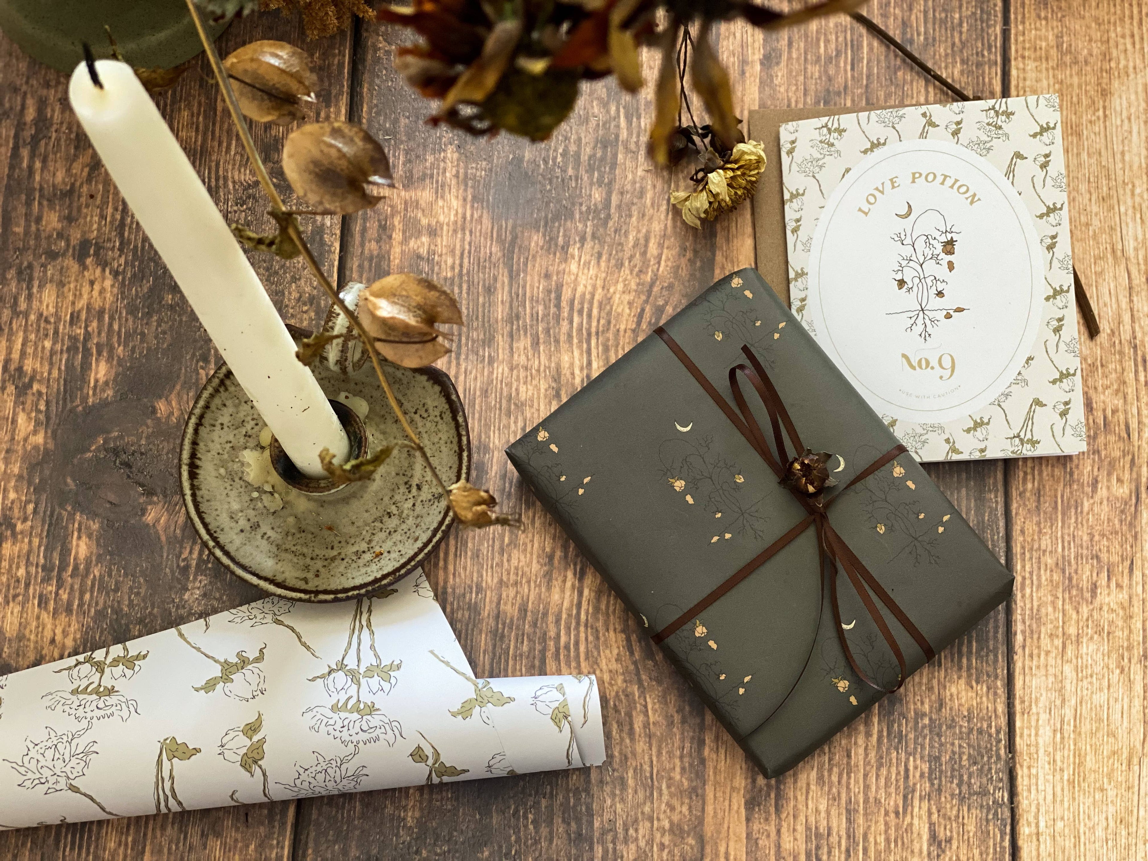 re:mused studio - Spooky Blooms Gift Wrap Sheet – Double Sided