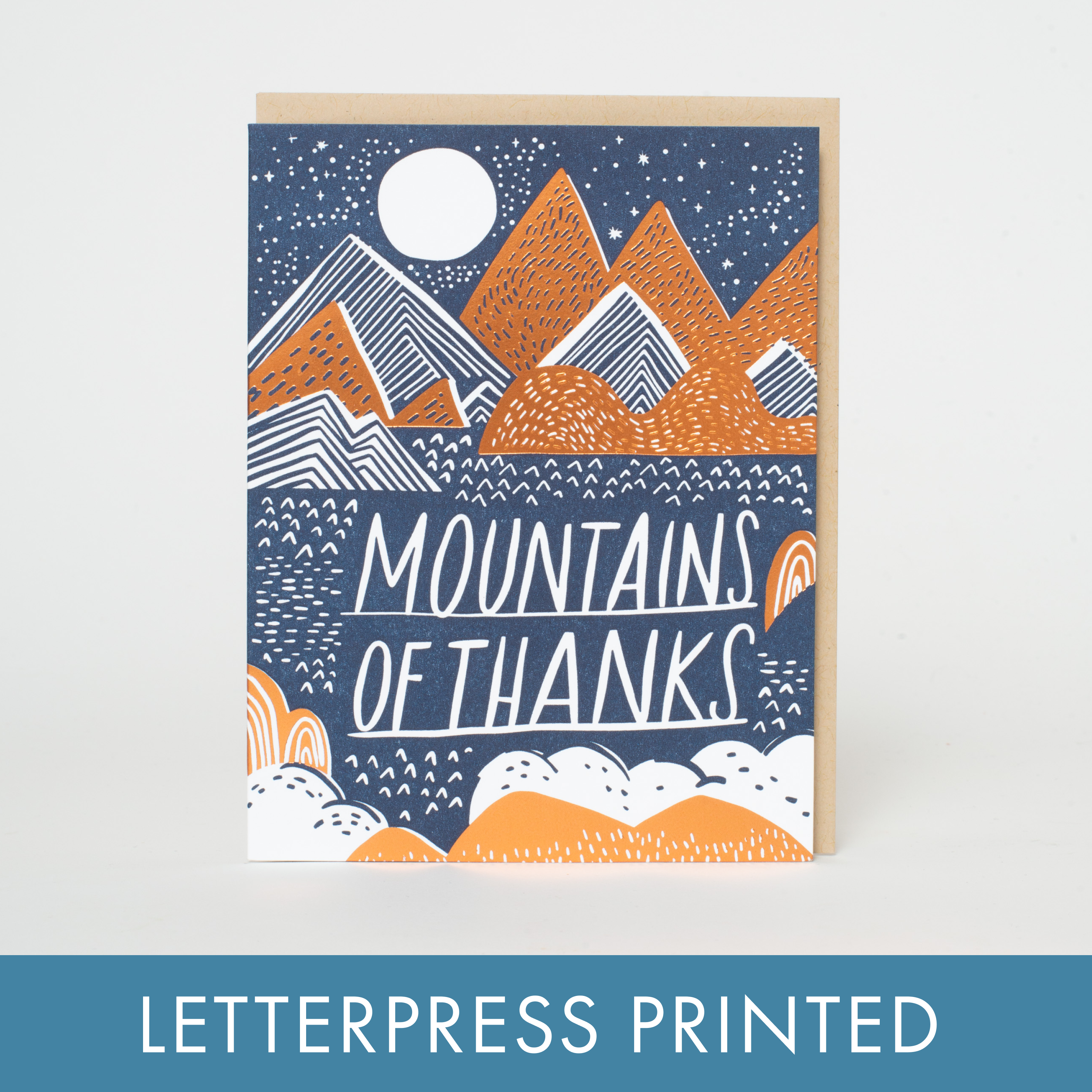 Egg Press Manufacturing - Mountains Of Thanks Letterpress Greeting Card