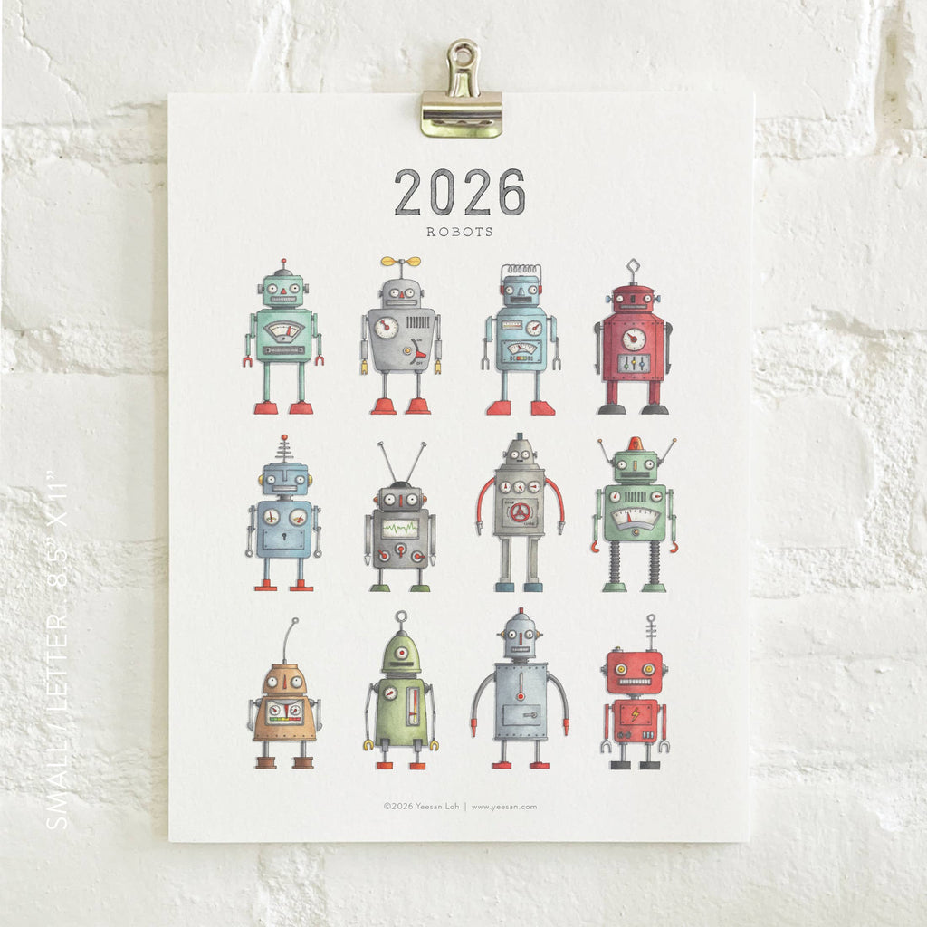 Yeesan Loh - 2026 Calendars: Robots: MON-SUN / Standard/Classic