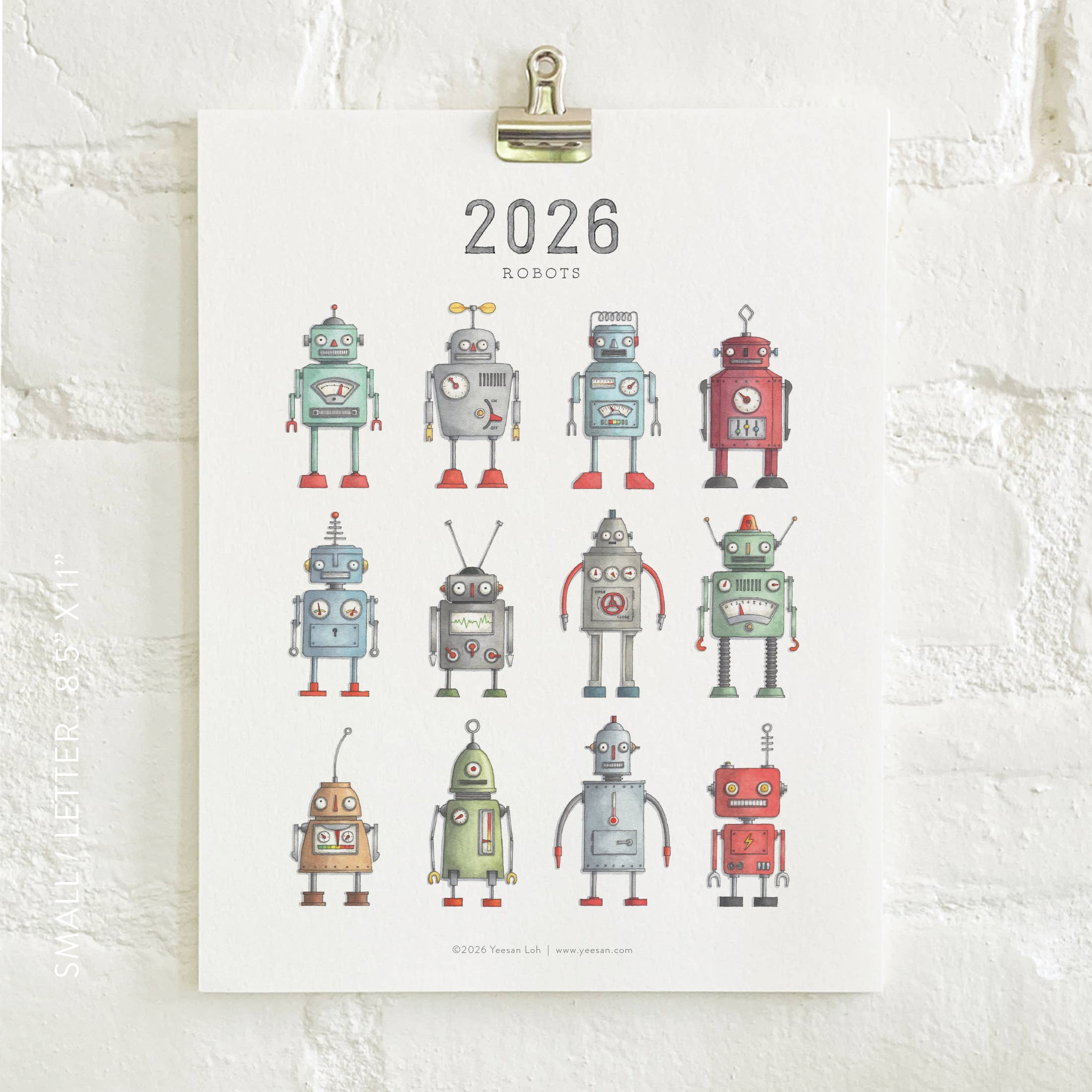 Yeesan Loh - 2026 Calendars: Robots: MON-SUN / Standard/Classic
