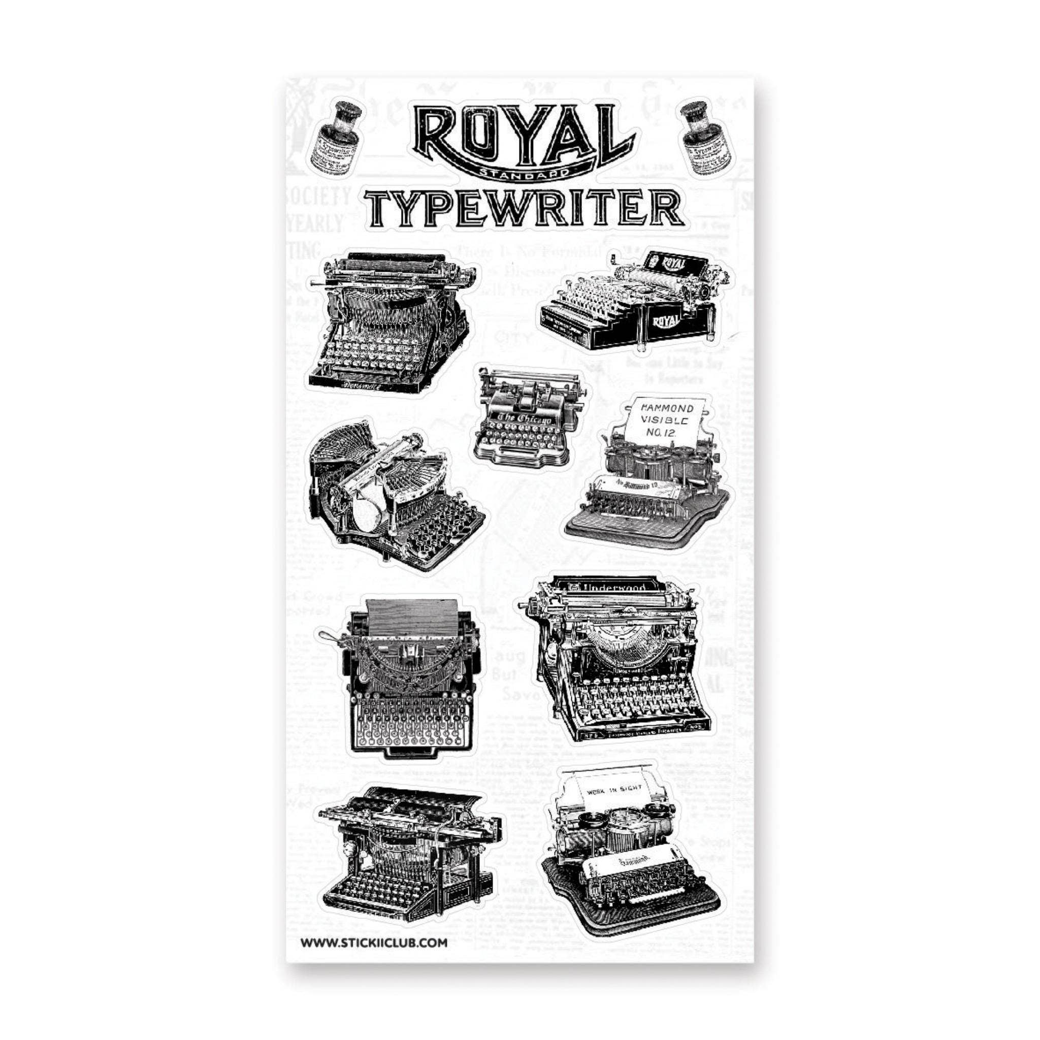 STICKII - B&W Typewriters Sticker Sheet: Without hanging hole