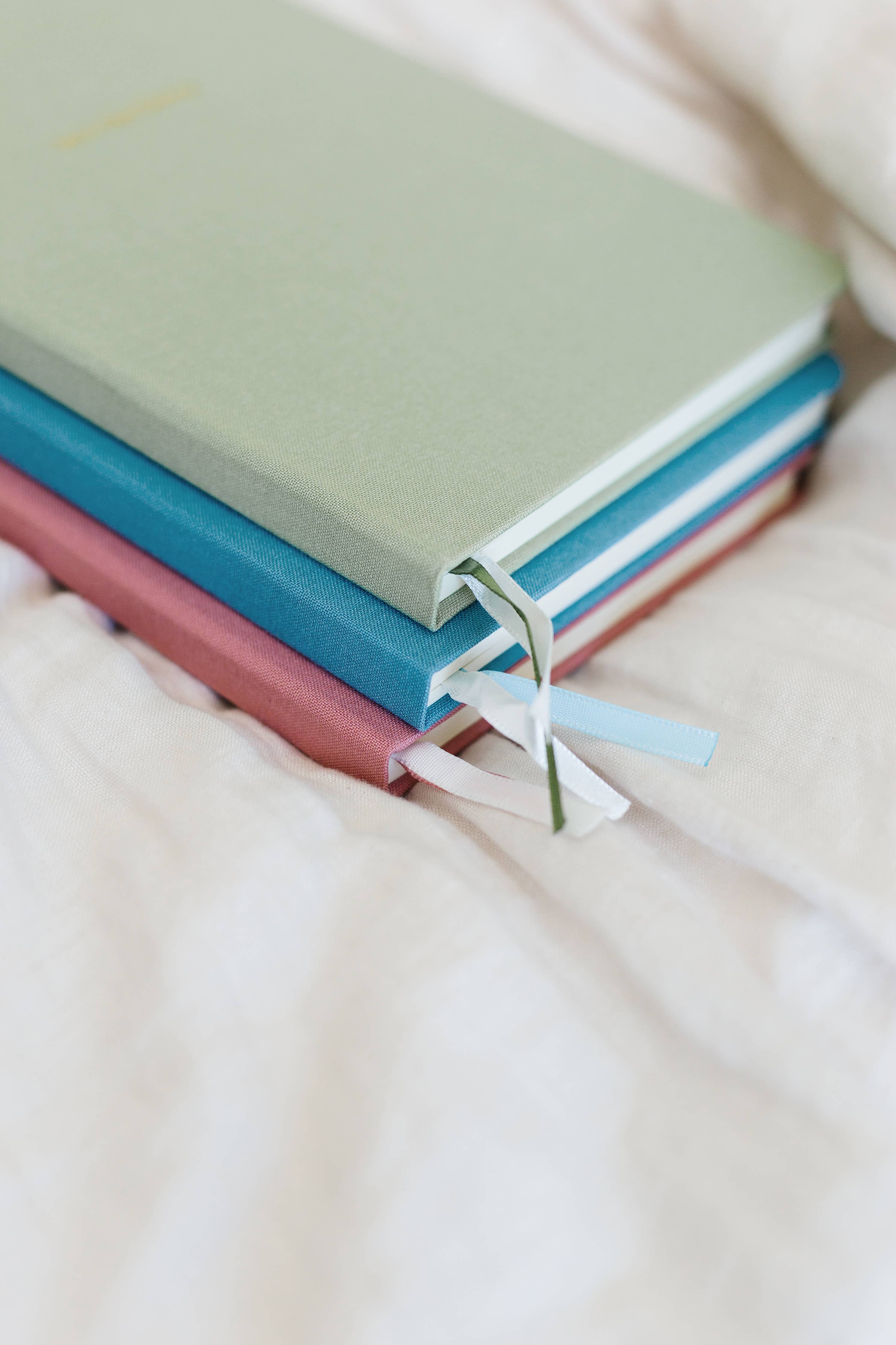 Studio Portmanteau - Wedding Vows Foil Embossed Linen Notebook | Pastel Tones: Sage green
