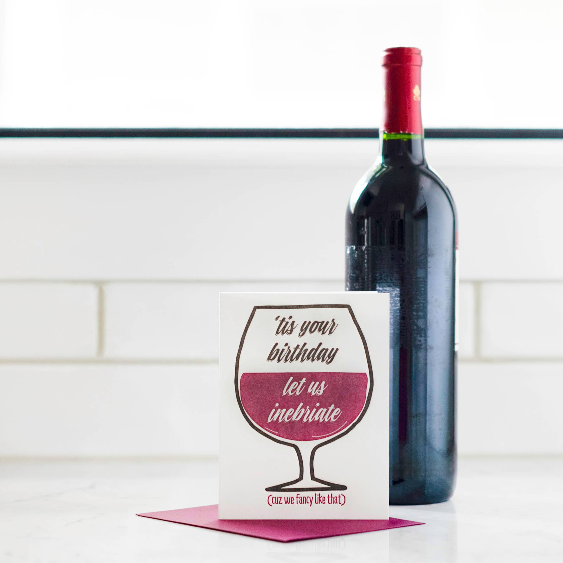 Kiss and Punch - Funny Friend Birthday Inebriate Letterpress Card