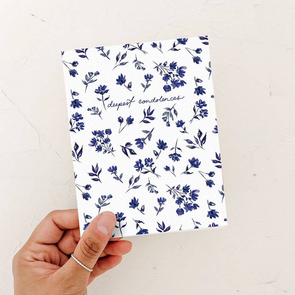 Almeida Illustrations - Deepest Condolences Navy Floral Card