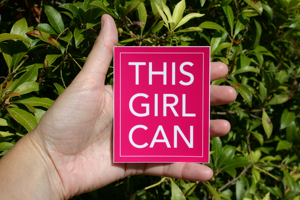 Discovery Stickers - This Girl Can Vinyl Sticker: Pink / Tall