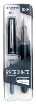 Platinum Prefounte Fountain Pen -  Graphite Blue,  Fine