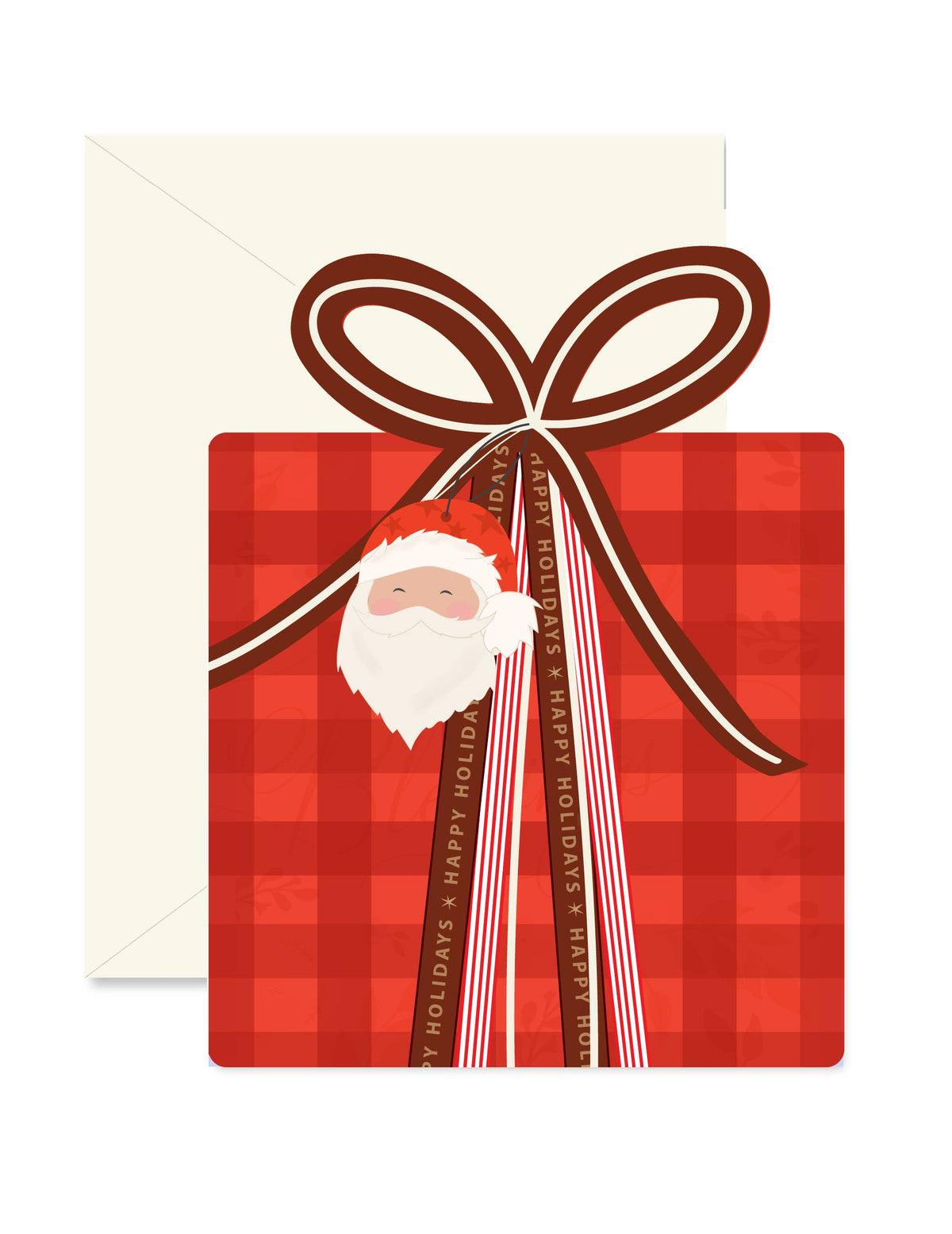 Ginger P. Designs - Santa Red Gingham Gift Greeting Card