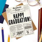 Morgan Swank Studio - Vintage Newspaper Punny Graduation Card