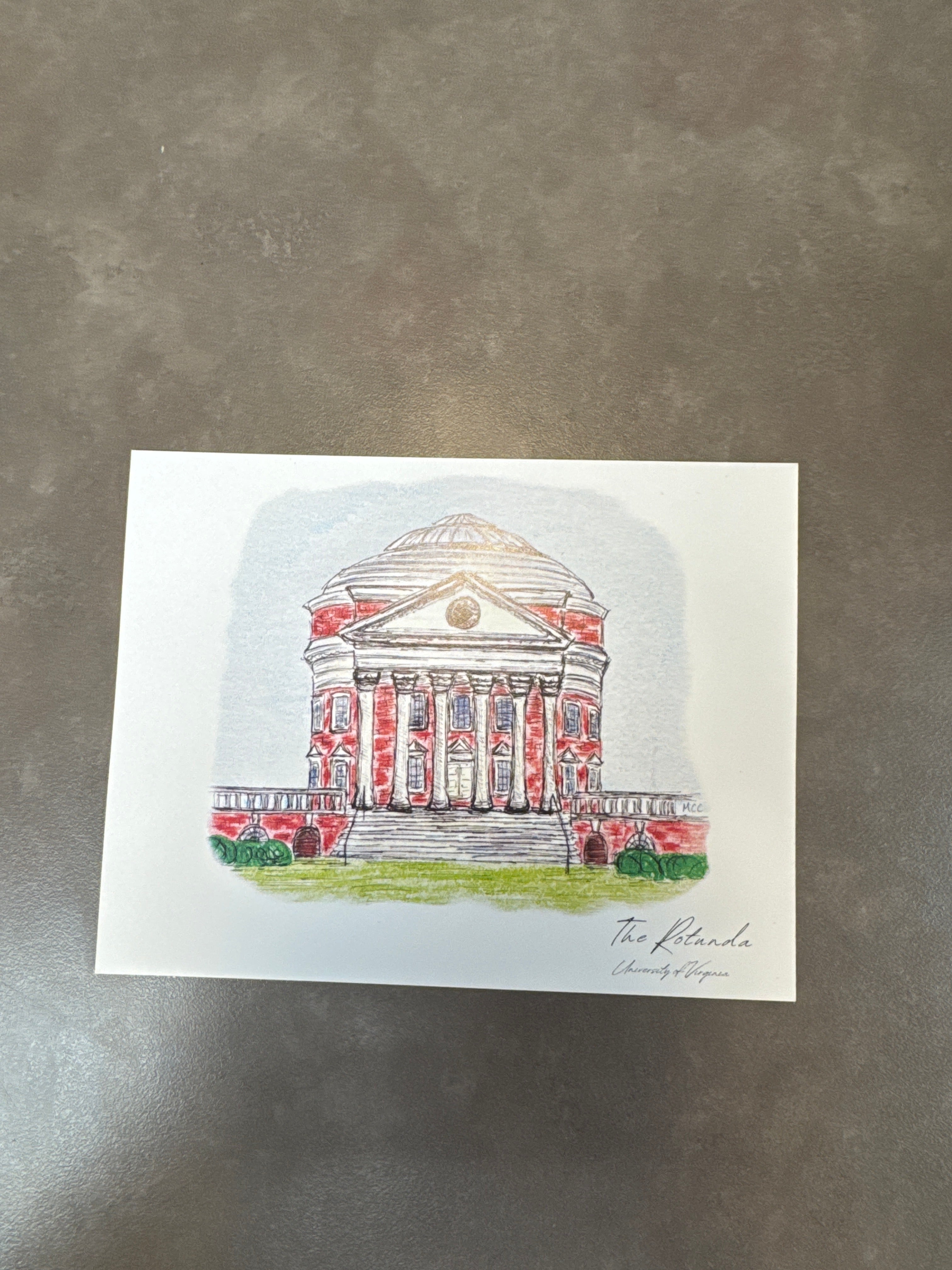 Cabell Crowder Art, Postcard, The Rotunda, UVA