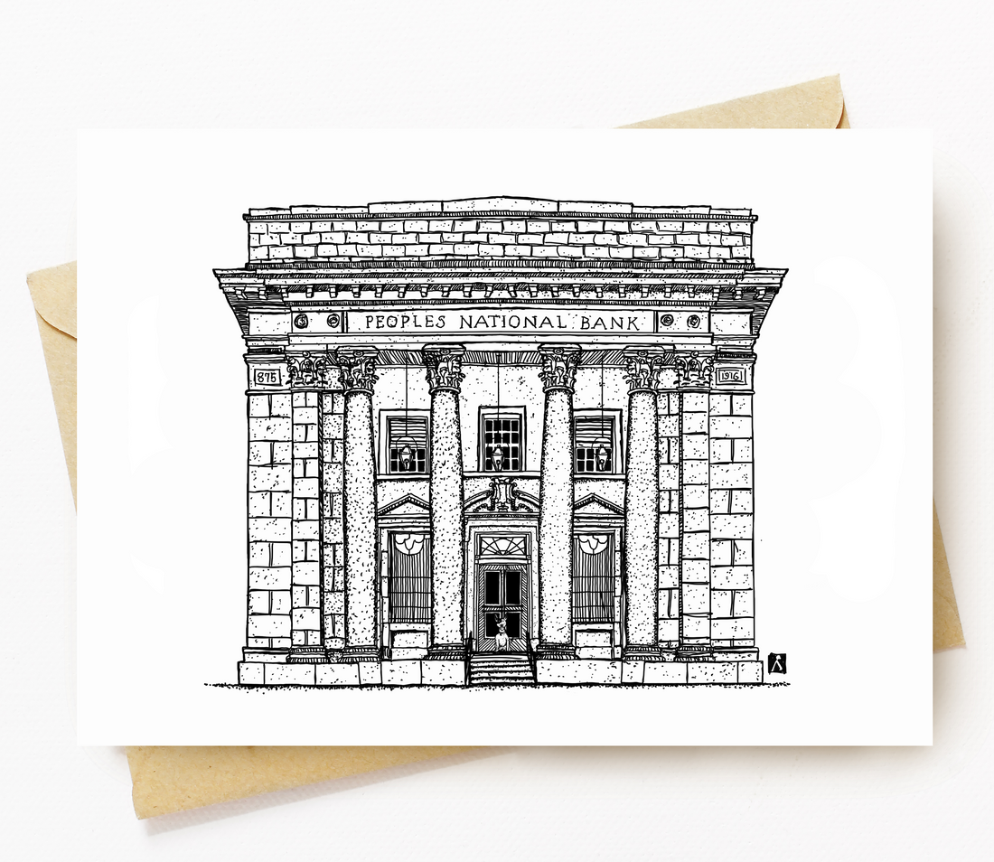 Bellavance Ink, Greeting Card With A Pen & Ink Drawing Of The Bradbury In Charlottesville