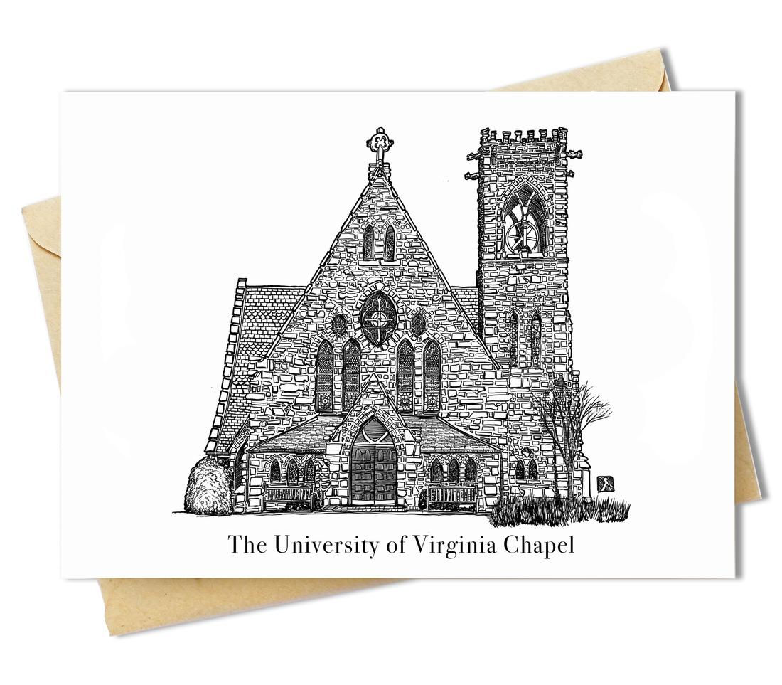 Bellavance Ink, Greeting Card With A Pen & Ink Drawing Of The University Of Virginia Chapel