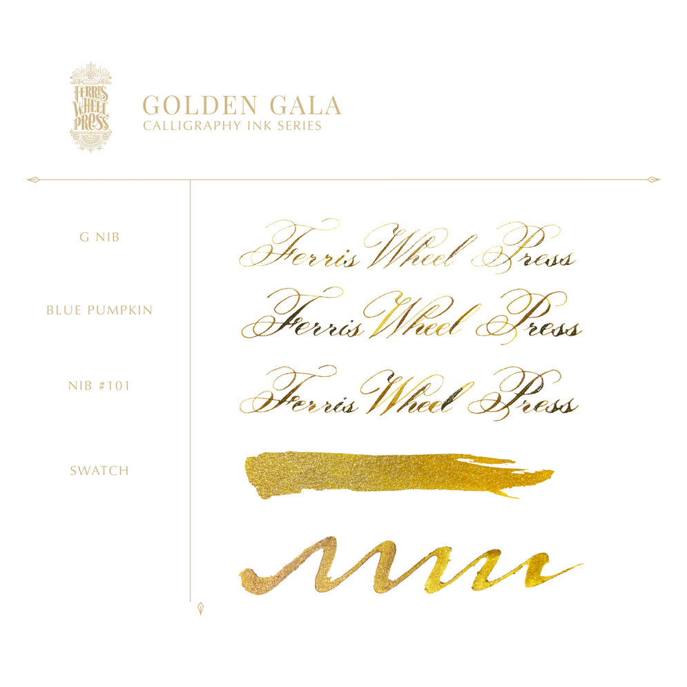 Ferris Wheel Press, Calligraphy Ink, Golden Gala, 28ml