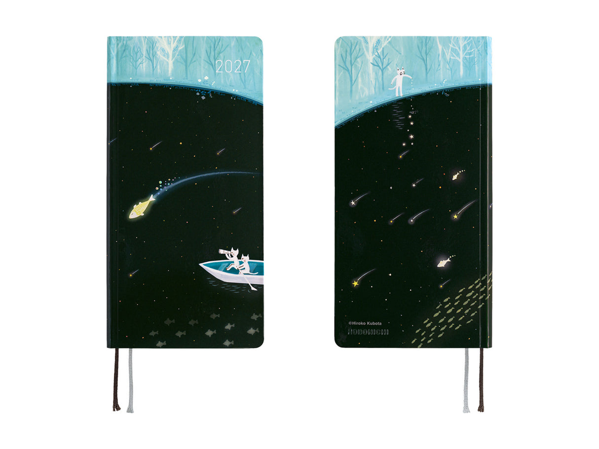 Hobonichi Techo 2027 Weeks Hiroko Kubota: Meteor Shower in the Light Blue Forest