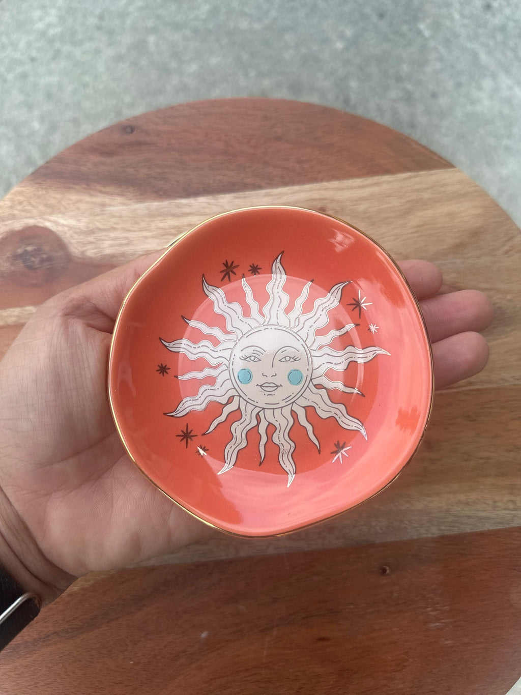 Celestial Terracotta SUN  Ceramic Trinket Dish