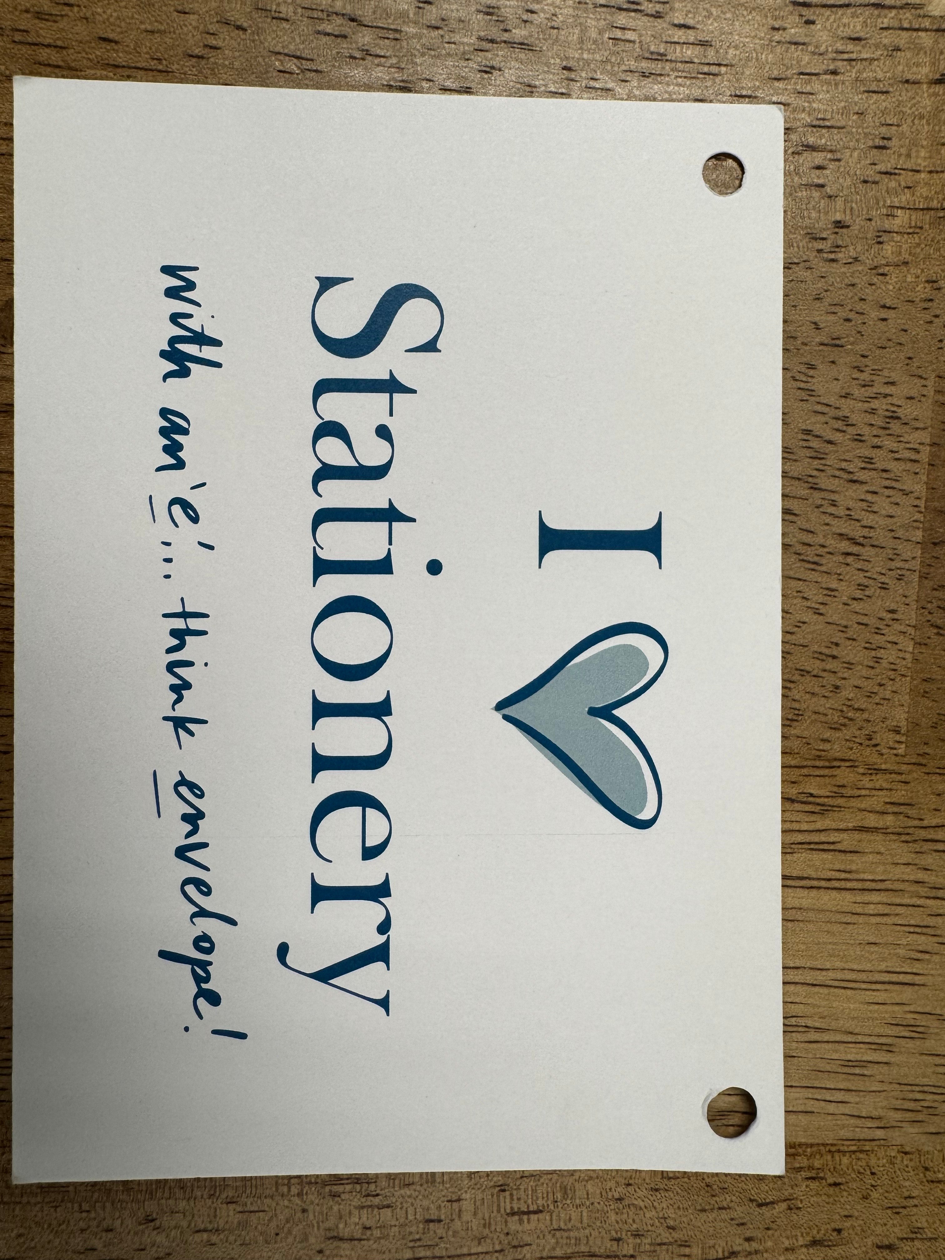 RPS, POSTCARD, I HEART STATIONERY W/ E
