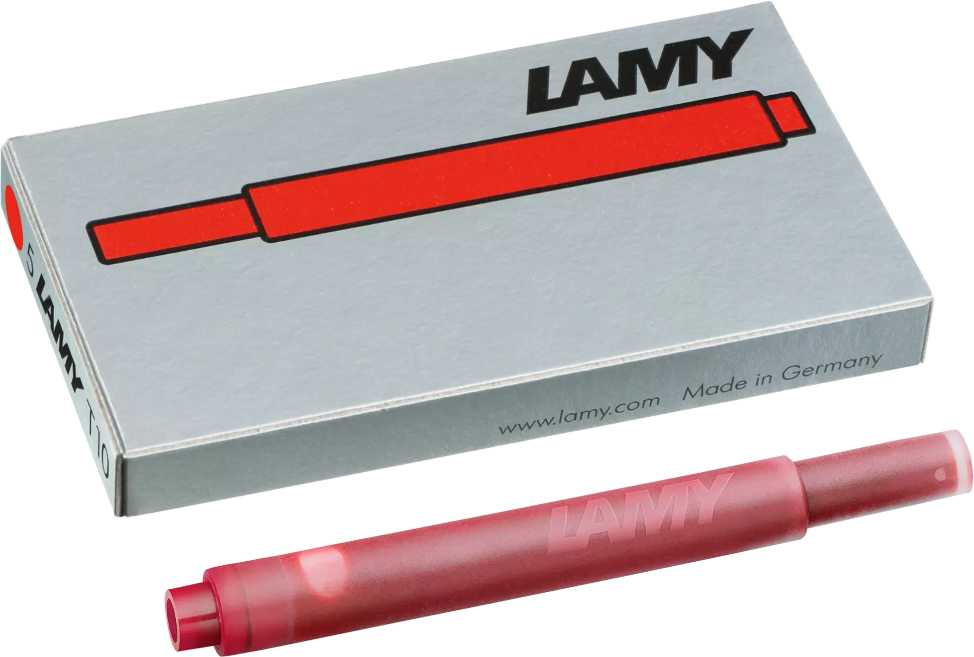 LAMY, FOUNTAIN PEN, T10 REFILL, RED, 5 PACK CARTRIDGE