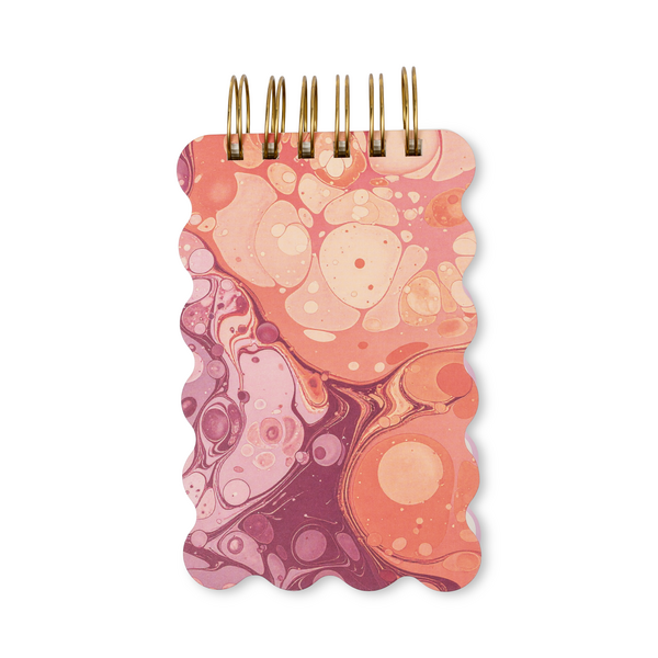 Designworks Ink, WAVY NOTEPAD- CHERRY PEACH MARBLING