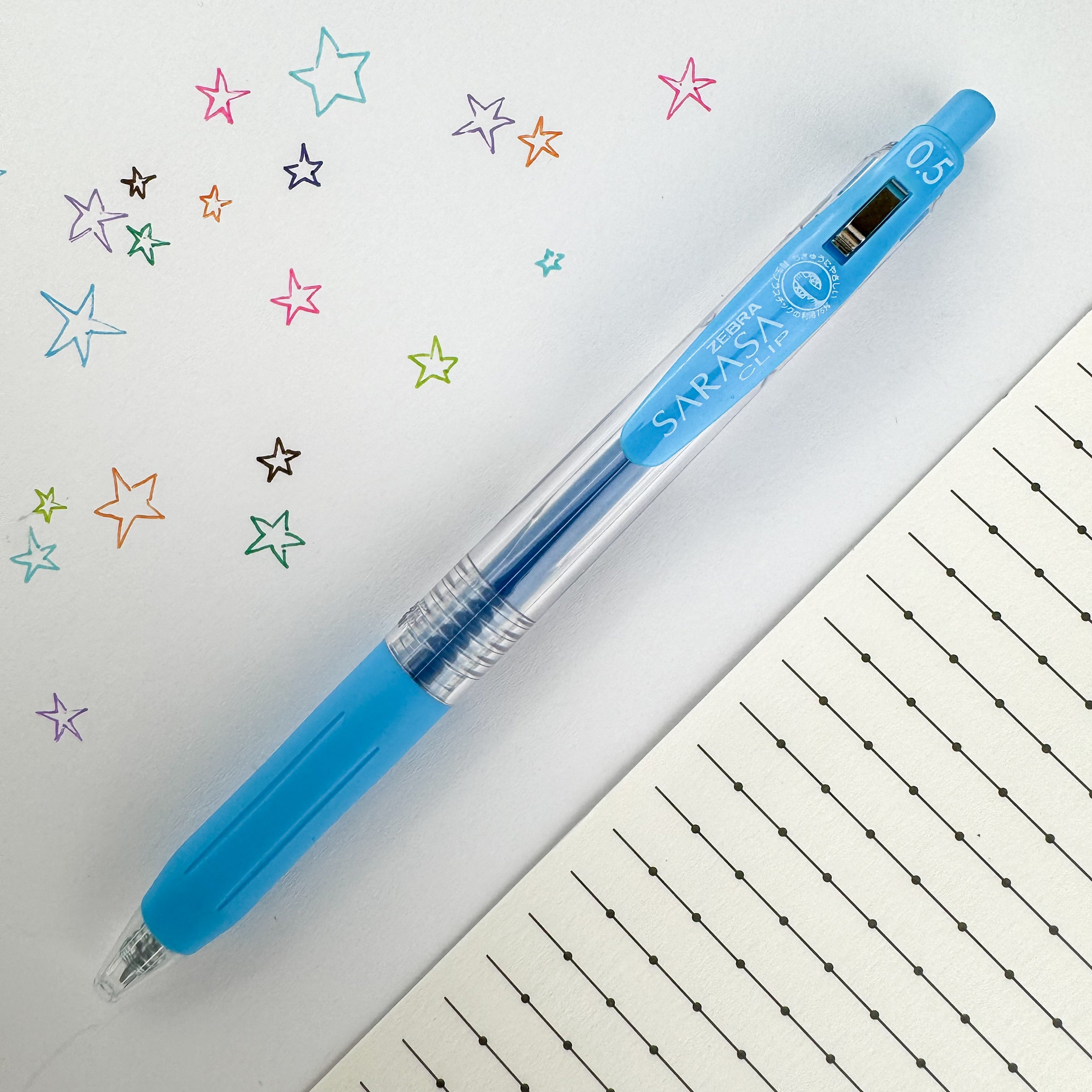 Zebra Sarasa Clip Gel Retractable, Light Blue, 0.5mm Pen