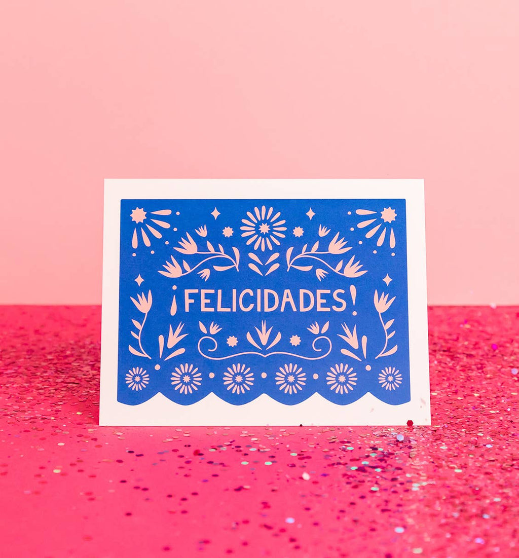 Graphic Anthology Greeting Cards - Papel Picado Felicidades card | Spanish Congratulations