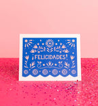 Graphic Anthology Greeting Cards - Papel Picado Felicidades card | Spanish Congratulations