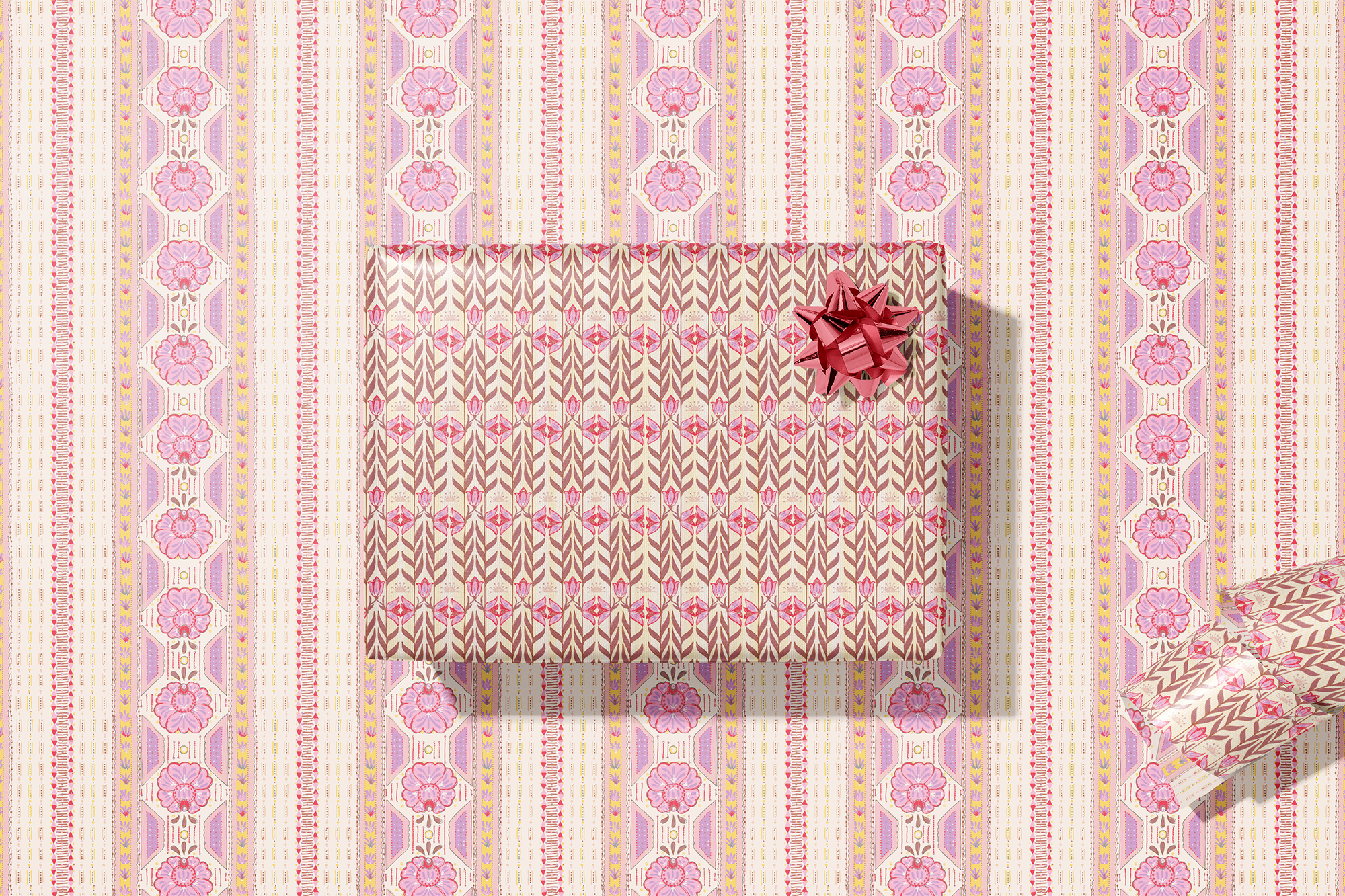 re:mused studio - Le Folk Gift Wrap Sheet - Double Sided