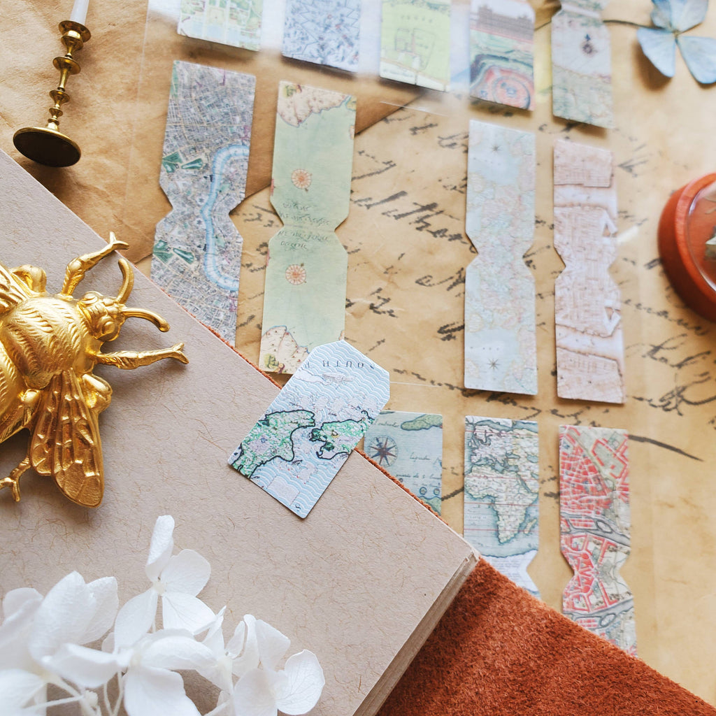 STICKII - Vintage Map Tabs Sticker Sheet