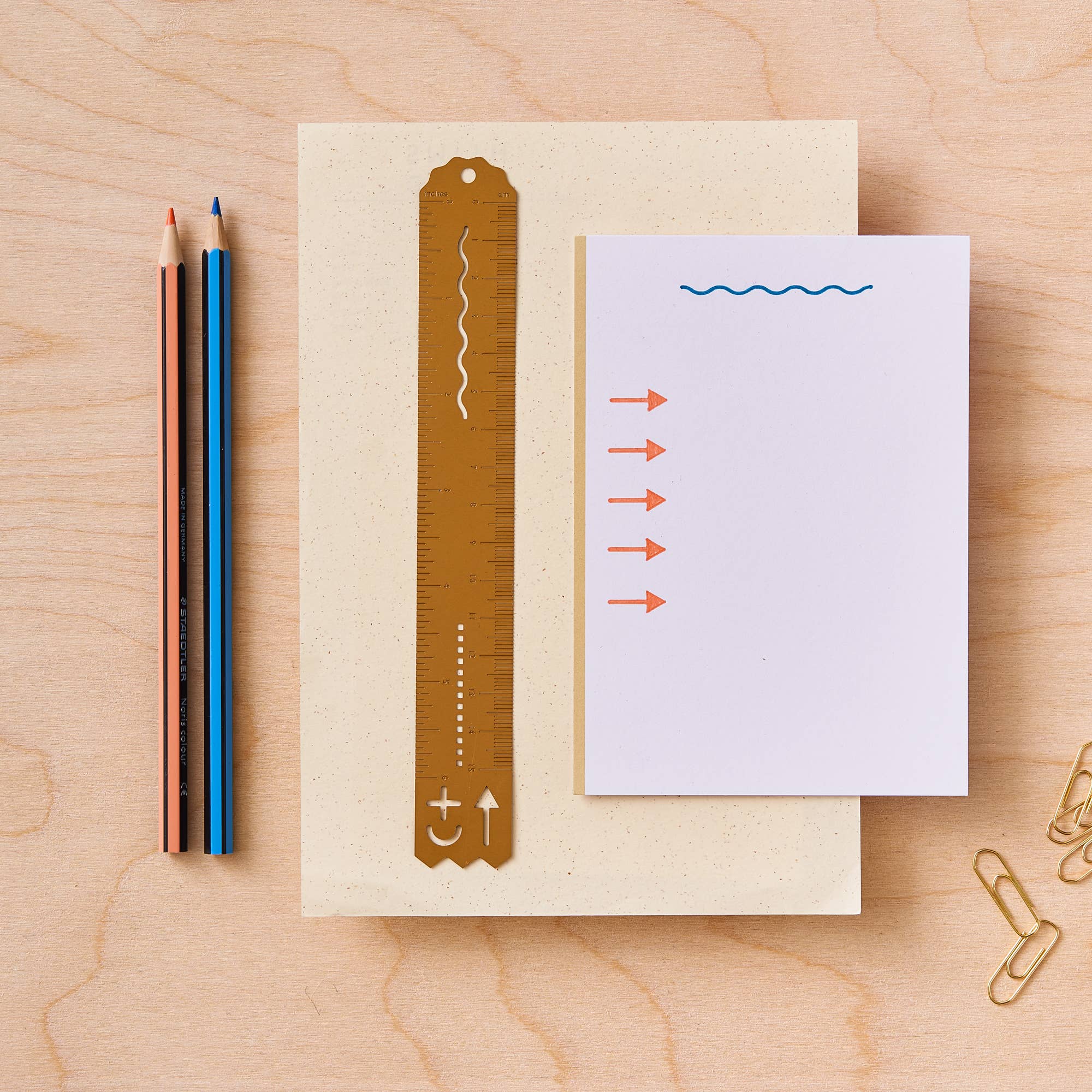 Another Studio - Brass Stencil Ruler, Metal Stationery