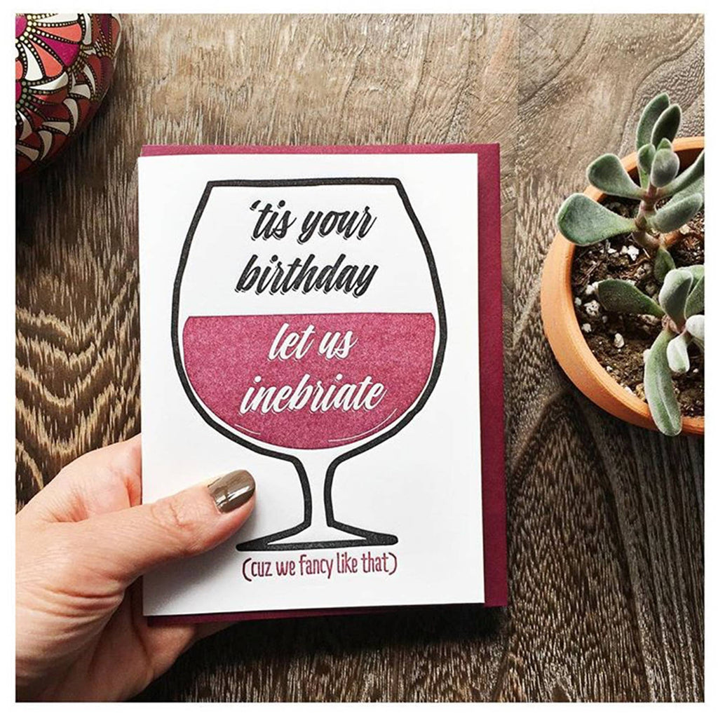 Kiss and Punch - Funny Friend Birthday Inebriate Letterpress Card