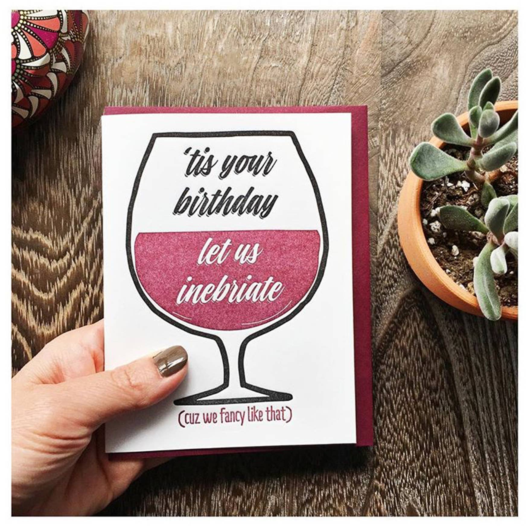 Kiss and Punch - Funny Friend Birthday Inebriate Letterpress Card