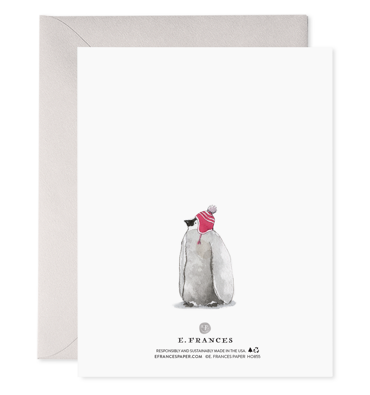 E. Frances Paper - Cozy Penguins Holiday Christmas Greeting Card: 4.25 X 5.5 INCHES