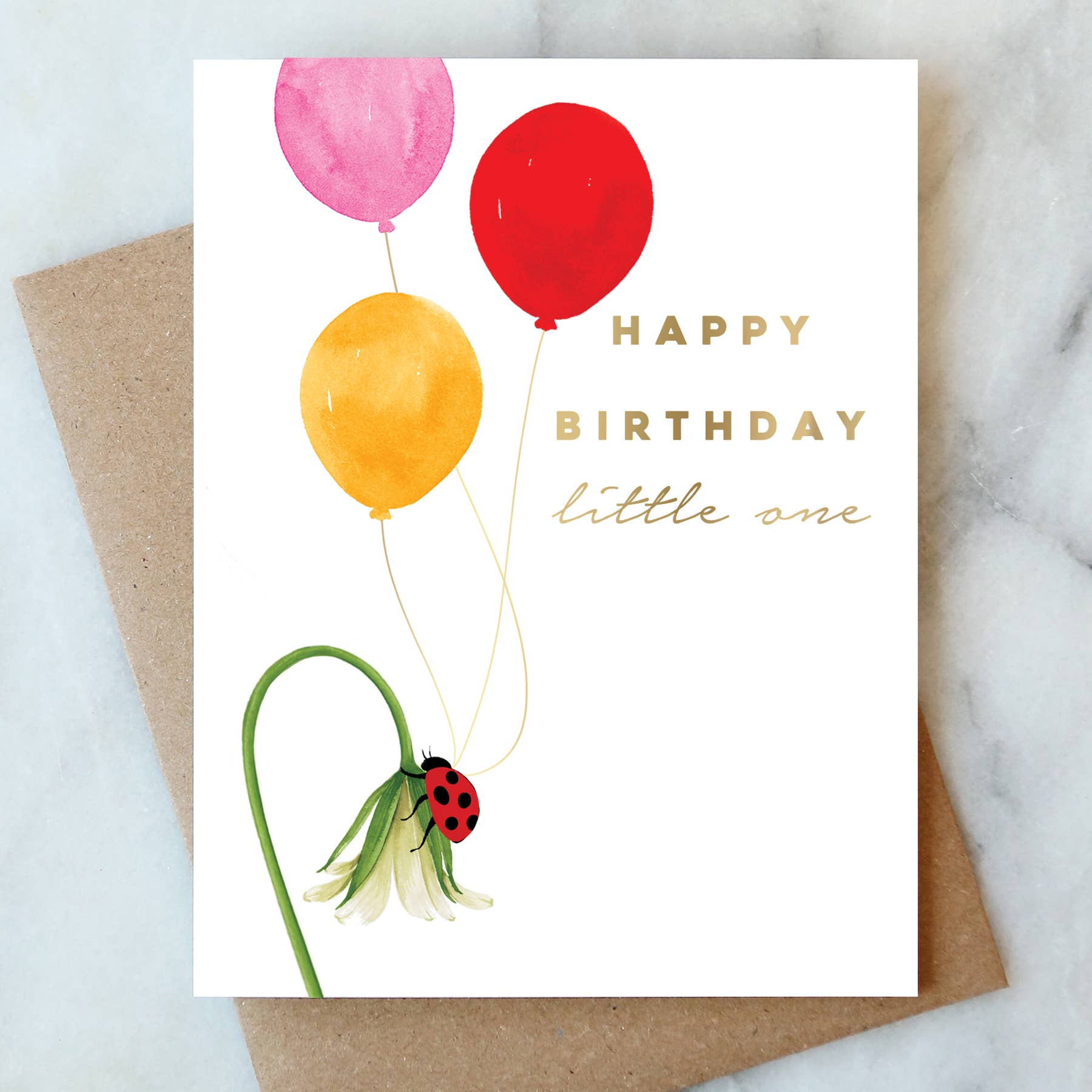 Abigail Jayne Design - Lady Bug Balloons Birthday Greeting Card