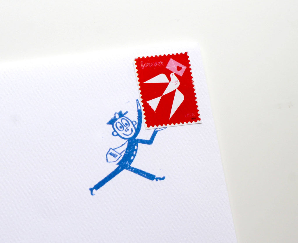 LA PAPER LOVER - Mr Zip Carrying a stamp- Rubber stamp