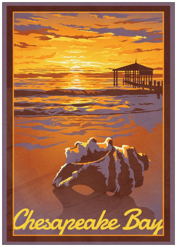 Lionheart Graphics - Chesapeake Bay Nautical Beach Sunset Postcard
