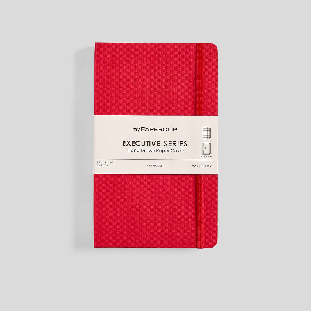 myPAPERCLIP - Executive Series Notebook - M (With Back Pocket): Ruled / Red