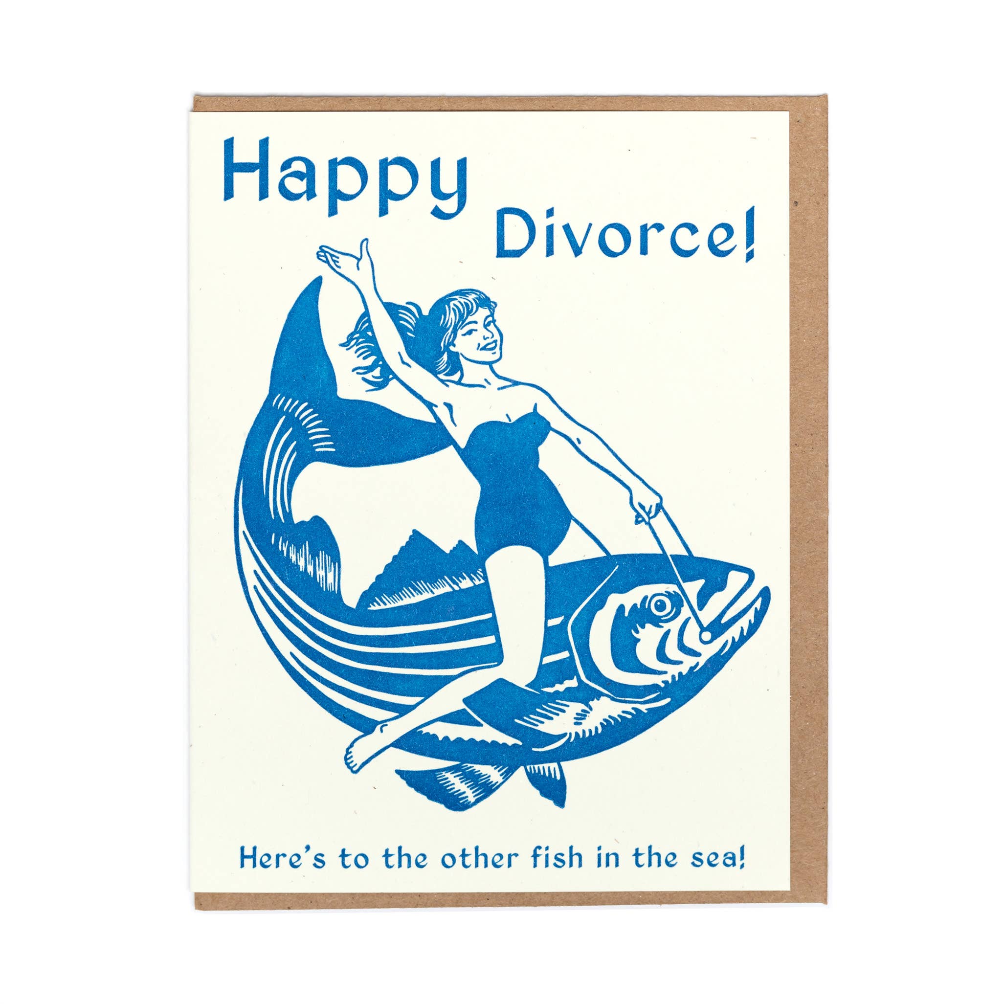 Lady Pilot Letterpress - Happy Divorce Greeting Card