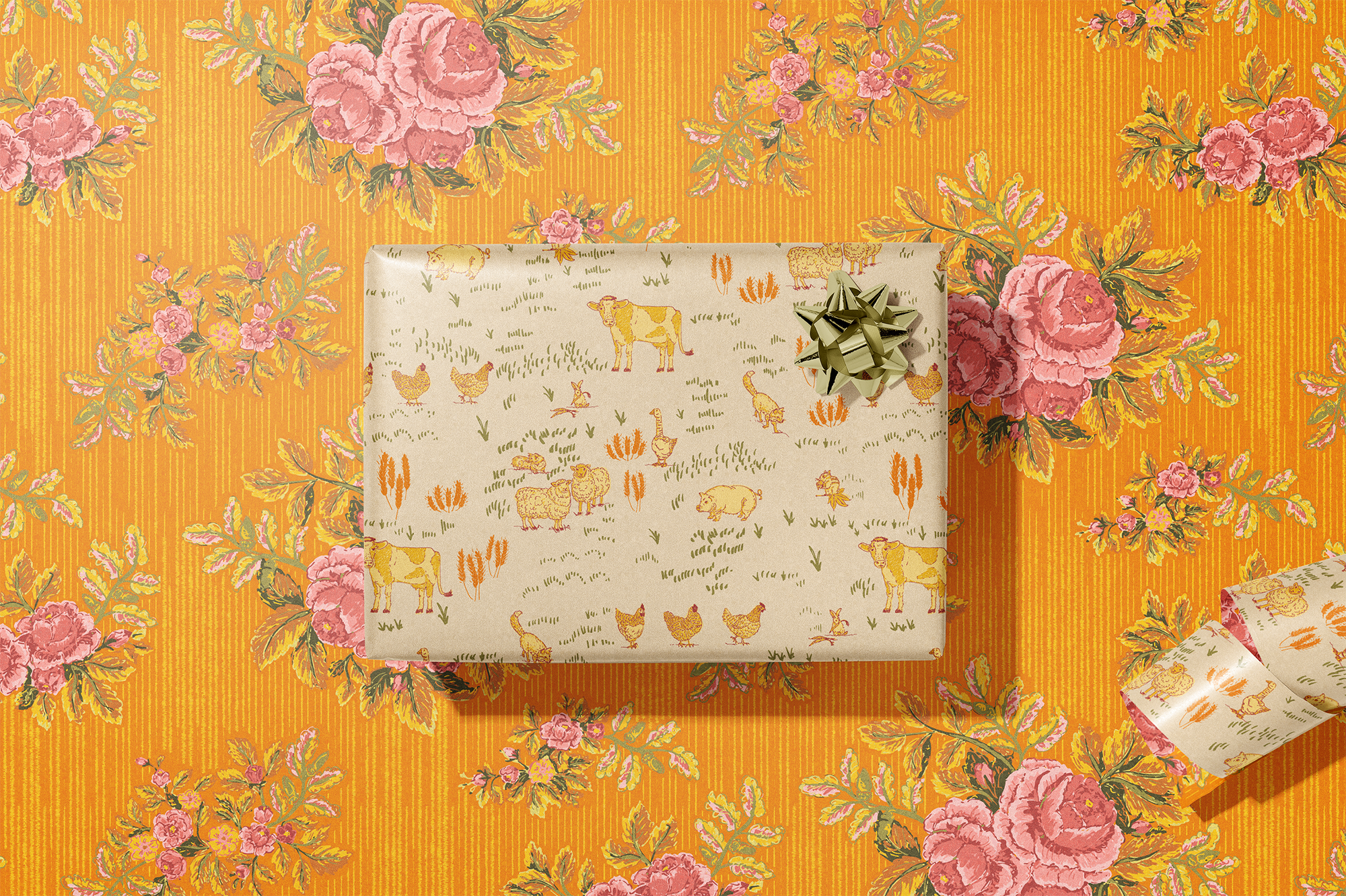 re:mused studio - Barnyard Blooms Gift Wrap Sheet - Double Sided