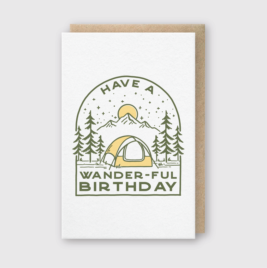 Pike Street Press - Letterpress Birthday Greeting Card – Wander-ful Birthday: 5.33x 3.45