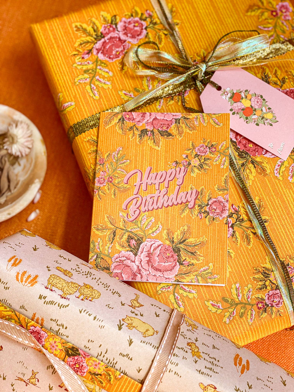re:mused studio - Barnyard Blooms Gift Wrap Sheet - Double Sided