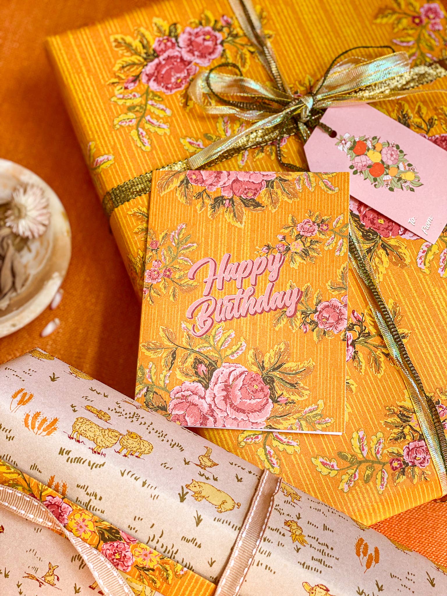 re:mused studio - Barnyard Blooms Gift Wrap Sheet - Double Sided