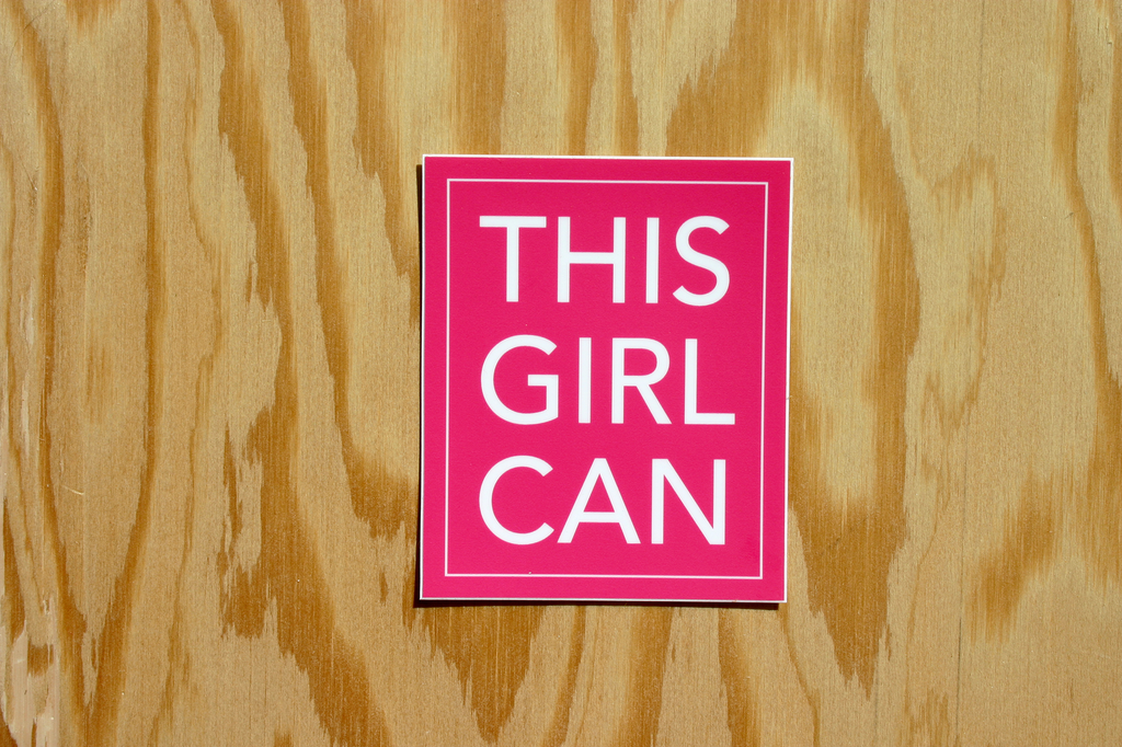 Discovery Stickers - This Girl Can Vinyl Sticker: Pink / Tall