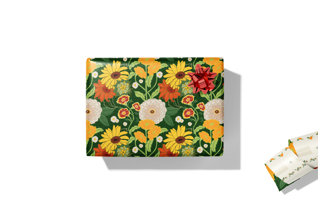 re:mused studio - Autumn Blooms Gift Wrap Sheet – Double Sided: Single Sheets